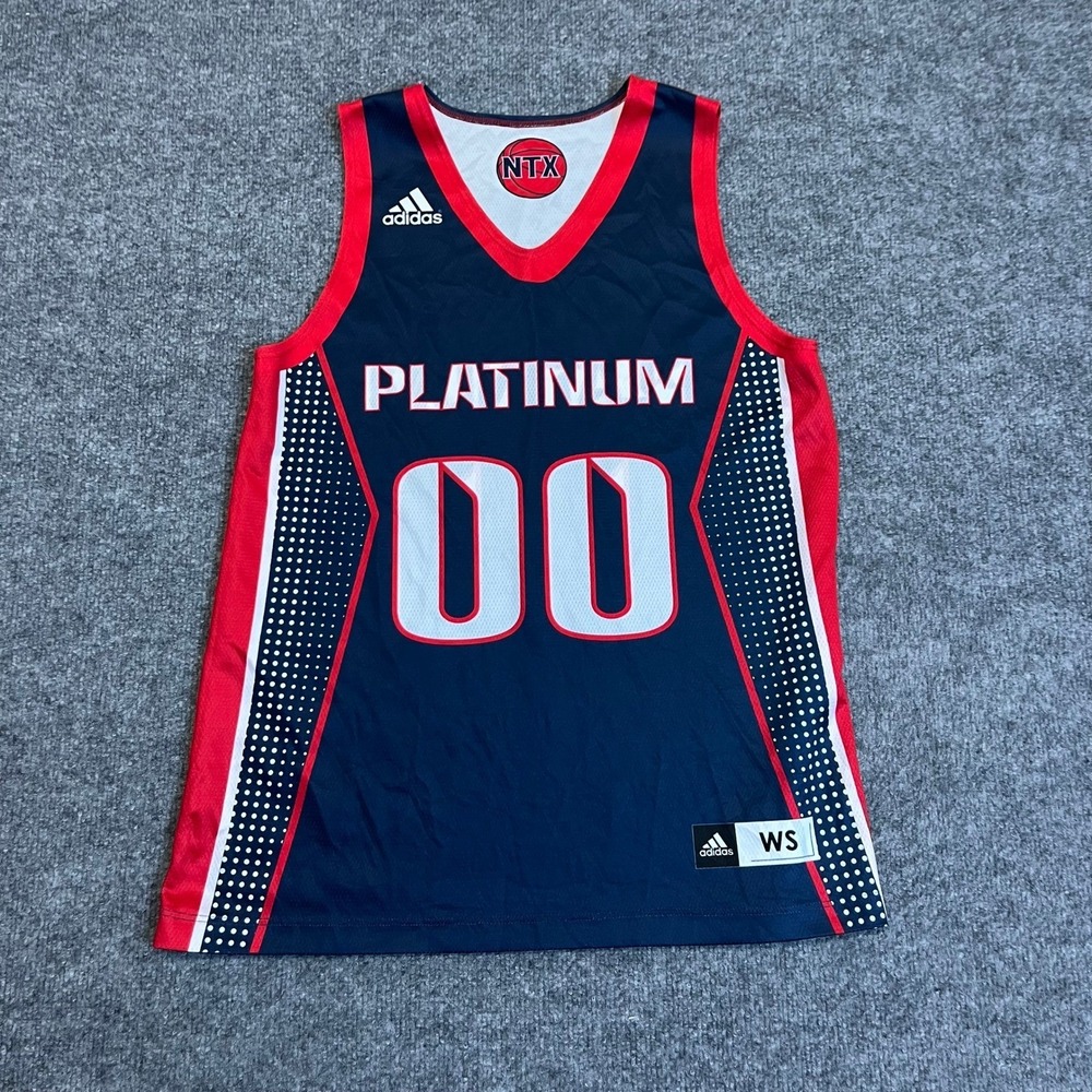 Adidas Basketball Jersey Womens Size S Navy Blue NTX Platinum 00 Polka Dot Mesh